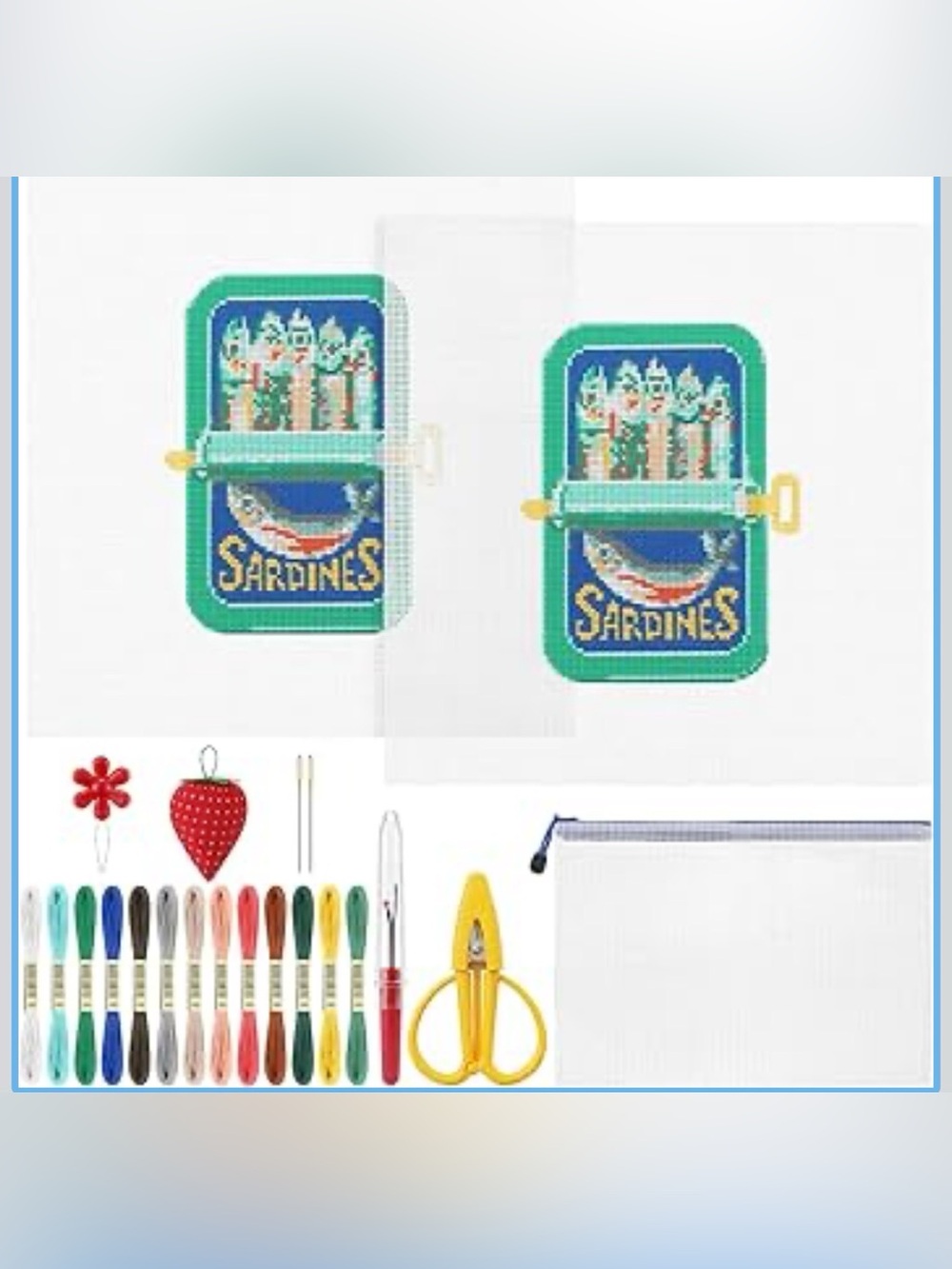 Sardine Squad 18 Mesh Needlepoint Canvas Kit Hand Painted Canvas Embroidery